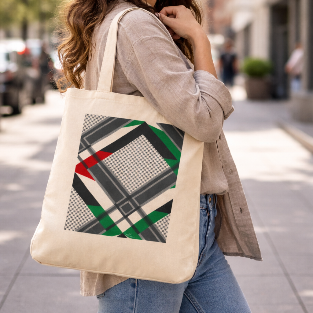 Heritage Keffiyeh Tote Bag – Palestine Pattern Edition